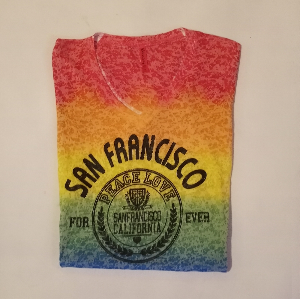 San Francisco Rainbow V Neck Tee